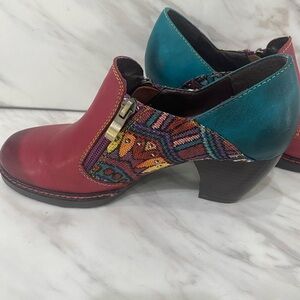 Socofy Women's Bohemian Leather Shoes Multicolor Size 7 Zip